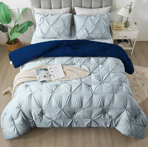 The White Moss Rosalie Reversible Pinch Pleat comforter with 2 pillow covers